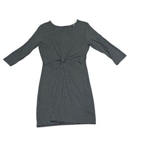 Sweet Claire Women Charcoal Gray Front Knot Cut Out Mini Dress Large A10